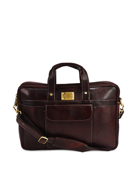 

CHRISTOPOLO Unisex Brown Solid Leather Laptop Bag