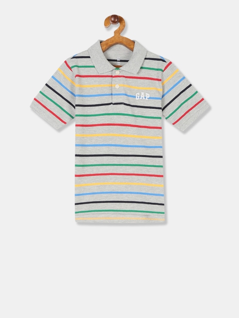 

GAP Boys Grey Toddler Striped Pique Polo Shirt
