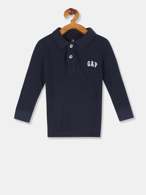 

GAP Boys Navy Blue Solid Polo Collar T-shirt