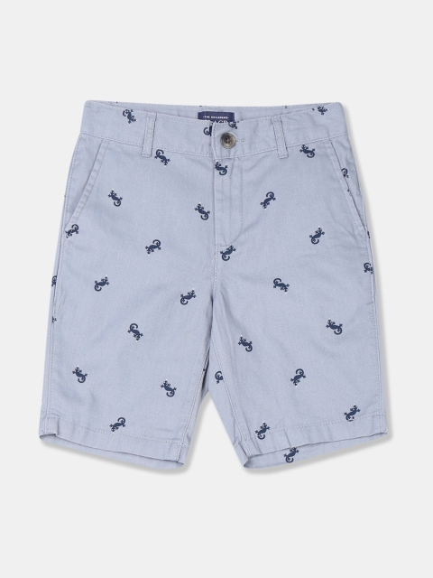 

The Childrens Place Boys Grey & Blue Printed Regular Fit Chino Shorts