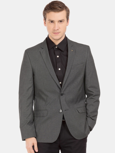 

Arrow Men Charcoal Grey Solid Single-Breasted British Style Formal Blazer