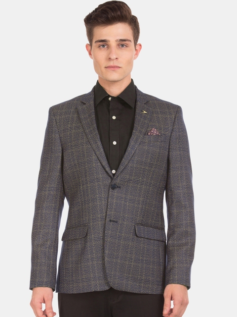 

Arrow Men Blue Checked Single-Breasted Formal Blazer