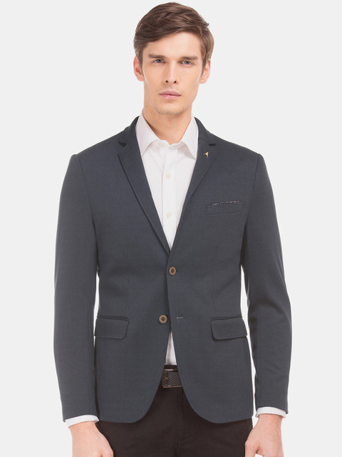 

Arrow Men Blue Self Design Slim Fit Single-Breasted Formal Blazer