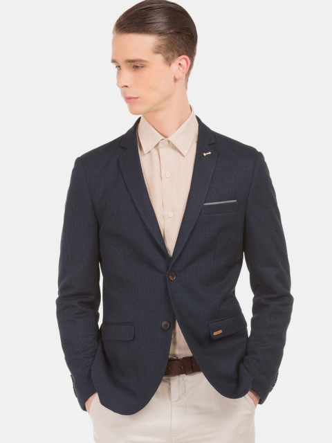 

Arrow Men Blue Solid Slim-Fit Single-Breasted Formal Blazer, Navy blue