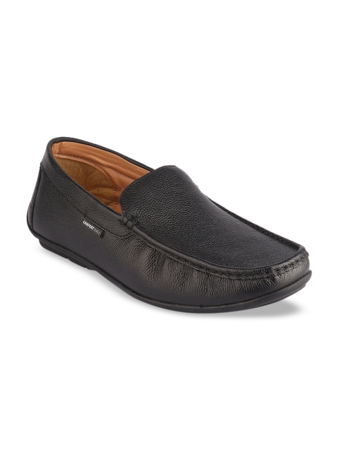 

Red Chief Men Black Solid Leather Formal Driving Loafers