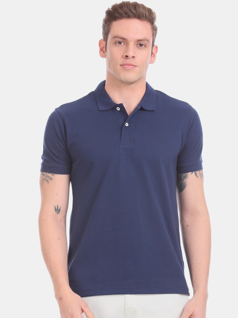 

Ruggers Men Navy Blue Solid Polo Collar T-shirt