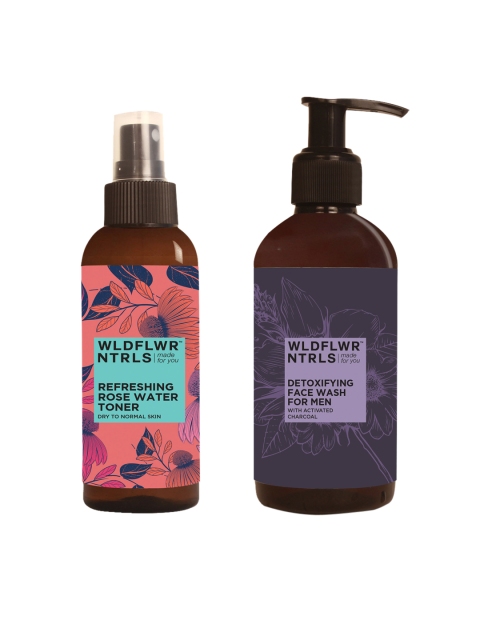 

Wildflower Naturals Unisex Rose Water Toner & Detoxifying Face Wash 300 ml, Pink