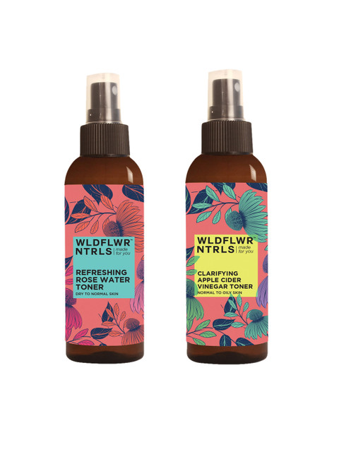 

Wildflower Naturals Unisex Set Of 2 Rose Water Toner & Apple Cider Vinegar Toner 200ml, Na