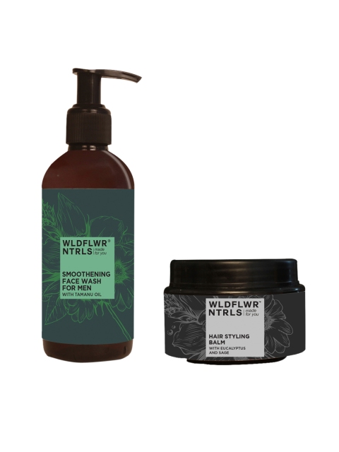 

Wildflower Naturals Men Smoothening Face Wash with Tamanu Oil & Hair Styling Balm, Multi