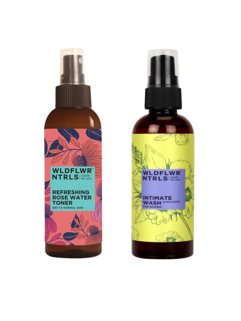 

Wildflower Naturals Unisex Set Of 2 Rose Water Toner & Intimate Wash 200ml, Na