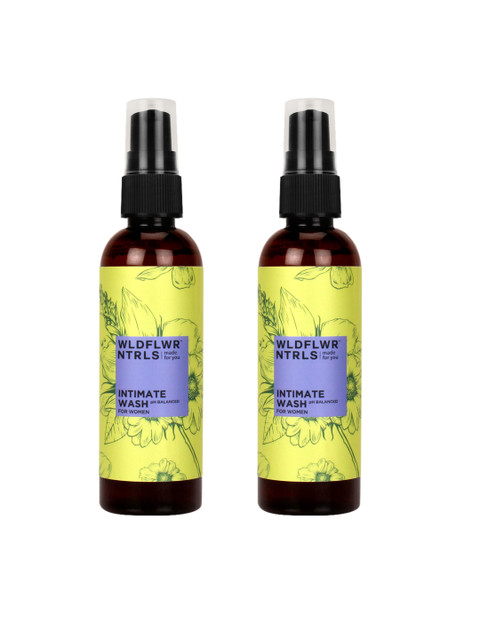 

Wildflower Naturals Women Pack Of 2 Natural Intimate Wash pH Balanced 100 ml, Yellow