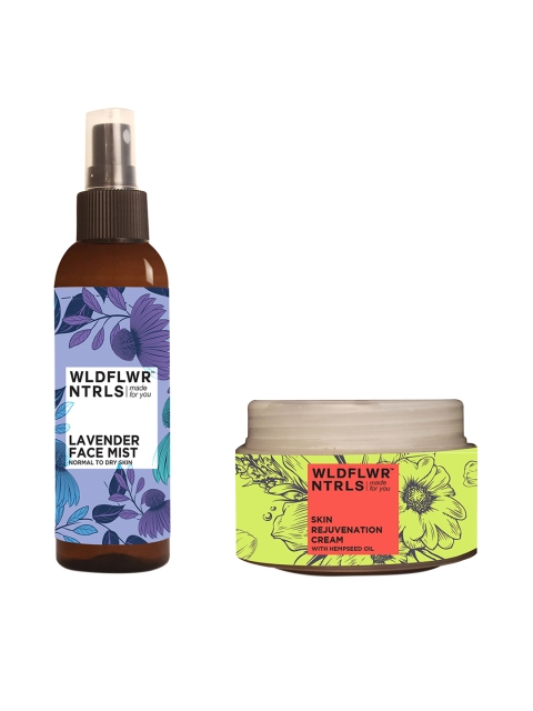 

Wildflower Naturals Unisex Summer Glow Set Of Lavender Face Mist & Rejuvenating Cream, Multi