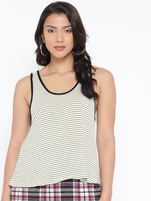 

FOREVER 21 Women Off-White Striped Tank Top