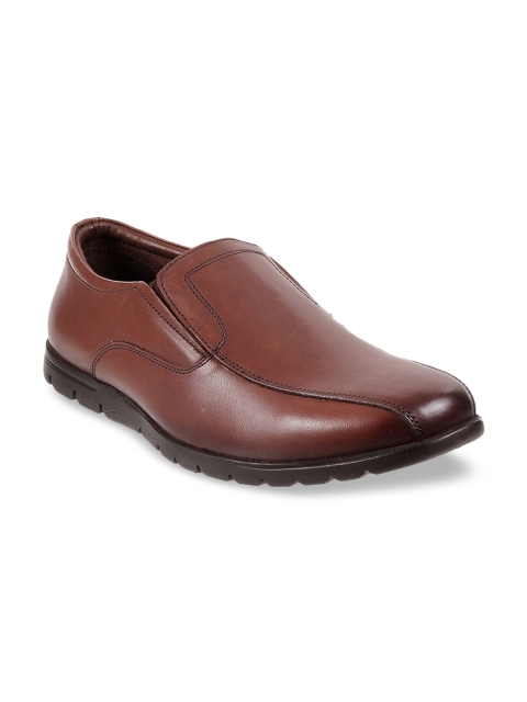 

Mochi Men Brown Solid Leather Formal Slip-Ons