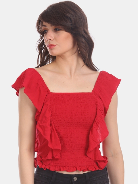 

Sugr Women Red Solid Fitted Top