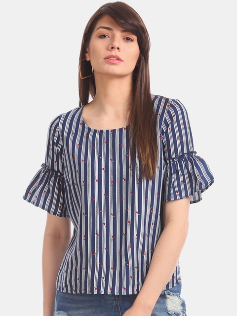 

Sugr Women Blue Striped Top
