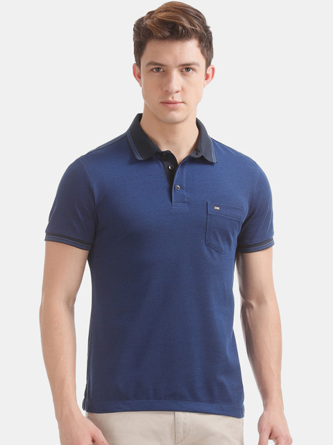 

Arrow Men Navy Blue Contrast Collar Polo T-shirt