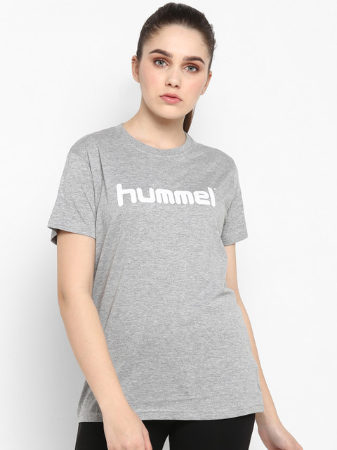 

hummel Women Grey Printed Round Neck T-shirt