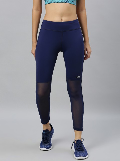 

HRX by Hrithik Roshan Women Blue Rapid Dry N9 Antimicrobial Technology Training Tights, Navy blue