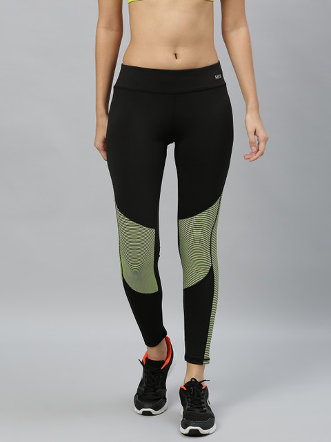 

HRX by Hrithik Roshan Women Black Colourblocked Rapid Dry N9 Antimicrobial Training Tights