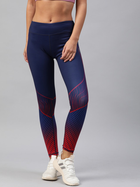 

HRX by Hrithik Roshan Women Blue Colourblocked Rapid Dry N9 Antimicrobial Training Tights