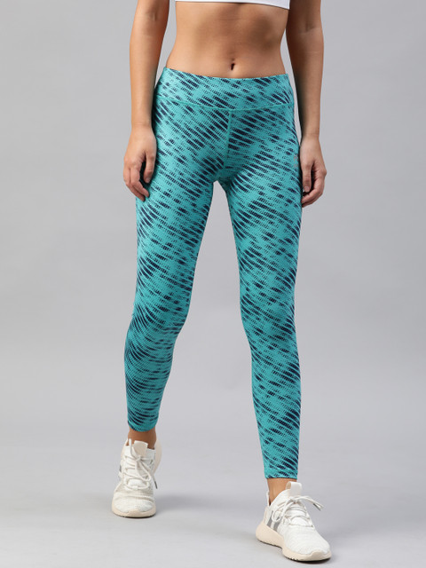 

HRX by Hrithik Roshan Women Blue Printed Rapid-Dry N9 Antimicrobial Running Tights