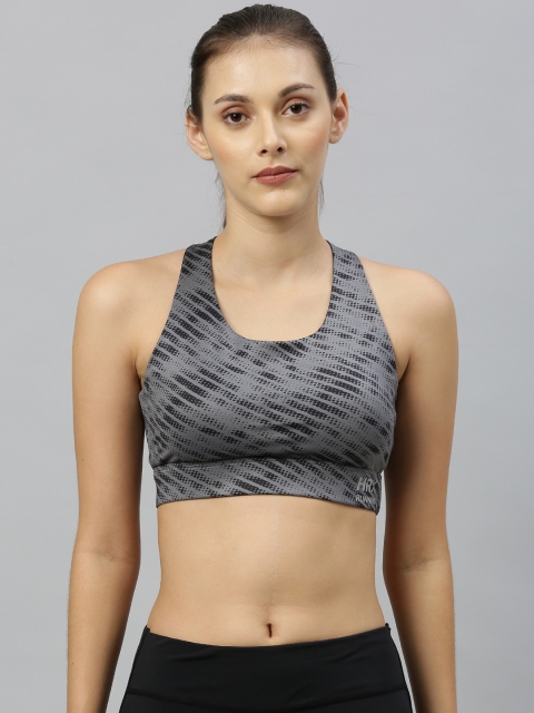 

HRX by Hrithik Roshan Grey Solid Medium Support Rapid-Dry Running Sports Bra WKR-1508-B