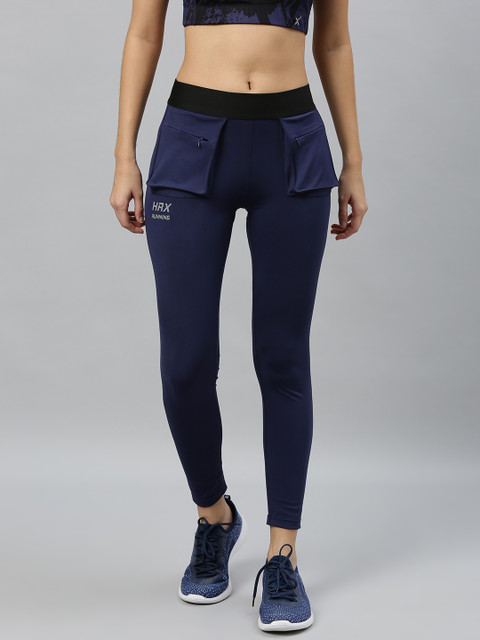 

HRX by Hrithik Roshan Women Midnight Navy Solid Rapid-Dry Training Tights, Navy blue