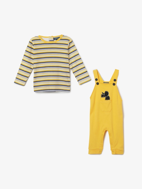 

Juniors by Lifestyle Infant Boys Yellow Striped T-shirt with Dungarees