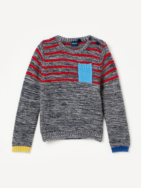 

Juniors by Lifestyle Boys Grey Melange & Red Striped Pullover Sweater