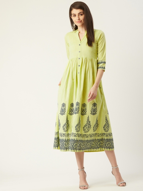 

PINKSKY Women Green Printed Maxi Dress