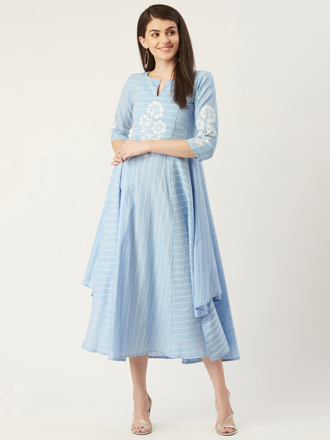 

PINKSKY Women Blue & White Striped Maxi Dress