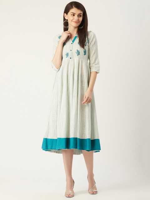 

PINKSKY Women Off-White Striped A-Line Dress
