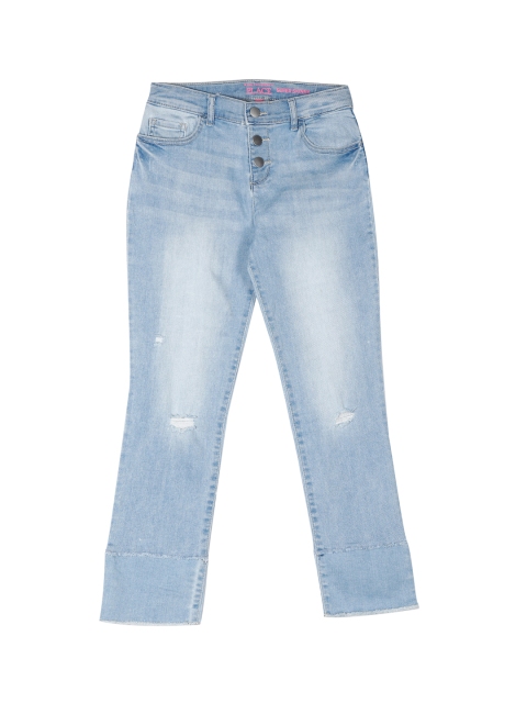 

The Childrens Place Girls Blue Skinny Fit Mid-Rise Low Distress Stretchable Jeans