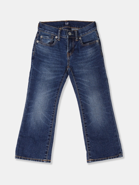 

GAP Boys Blue Dark Wash Stone Wash Clean Look Stretchable Bootcut Jeans