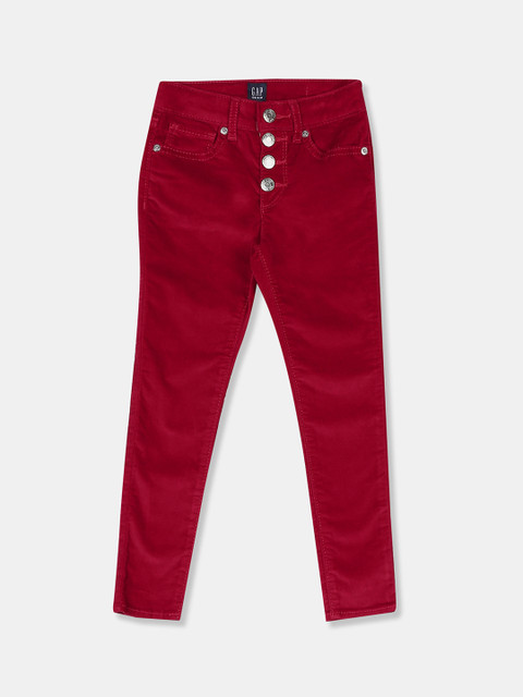 

GAP Girls Red Skinny Fit High-Rise Clean Look Velvet Jeans