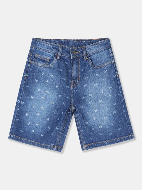 

Cherokee Boys Blue Printed Regular Fit Denim Shorts