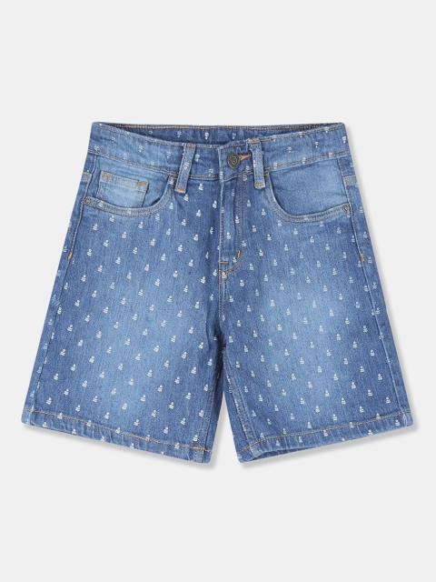 

Cherokee Boys Blue Printed Regular Fit Denim Shorts