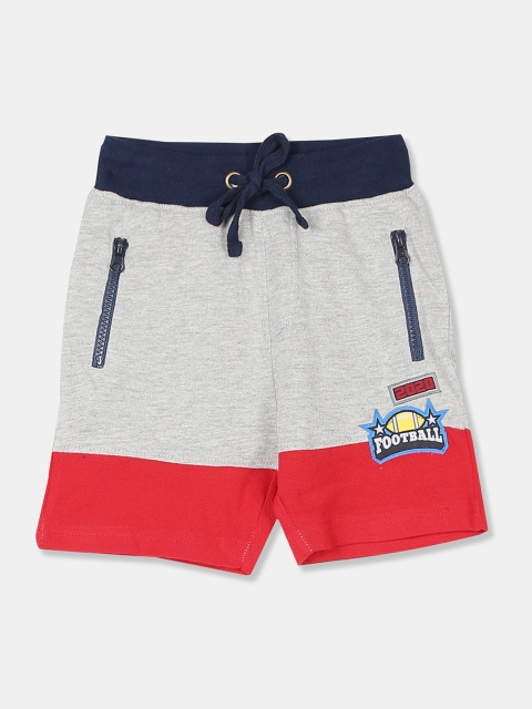 

Cherokee Boys Grey & Red Colourblocked Regular Fit Regular Shorts