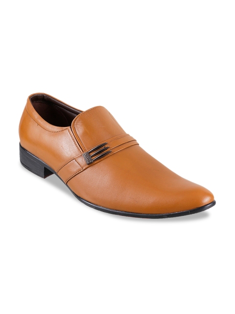 

Metro Men Tan Brown Solid Leather Formal Slip-Ons