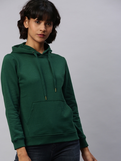 

Chemistry Women Green Solid Hooded Pullover Sweatshirt
