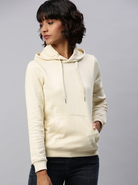 

Chemistry Women Off-White Solid Hooded Pullover Sweatshirt