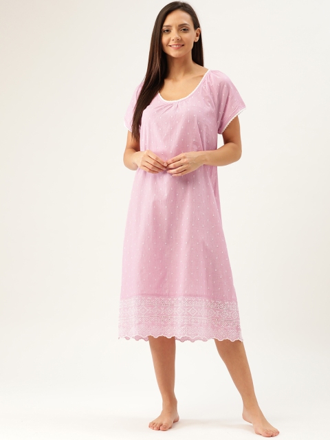 

Marks & Spencer Women Pink & White Self-Design Nightdress