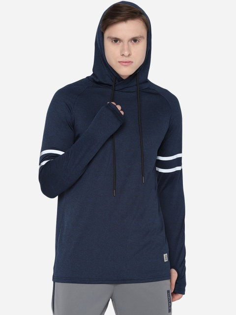 

SKULT by Shahid Kapoor Men Navy Blue Solid Hood T-shirt