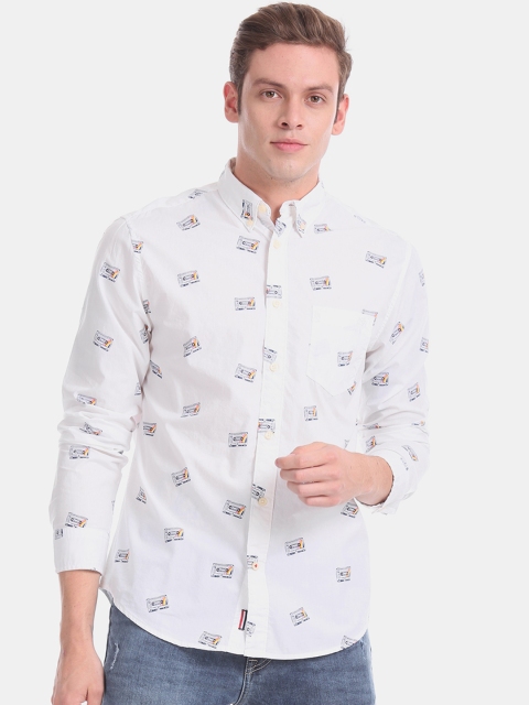 

Aeropostale Men White Regular Fit Printed Casual Shirt