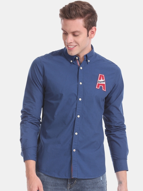 

Aeropostale Men Blue Slim Fit Solid Casual Shirt