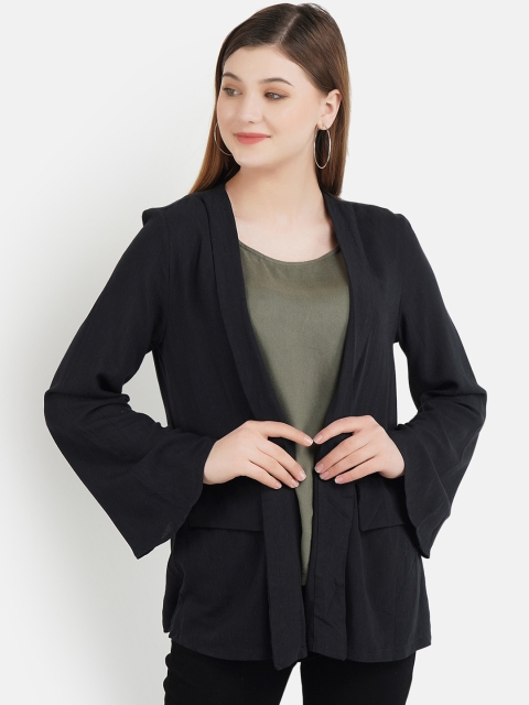 

Aditi Wasan Women Black Solid Lapel Shrug