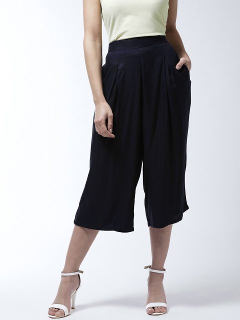 

MAGRE Women Navy Blue Flared Solid Culottes