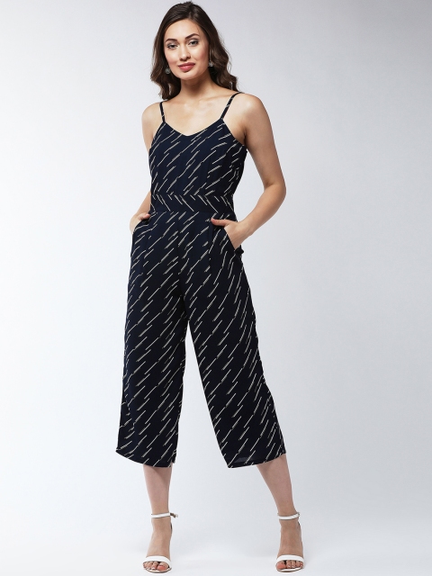 

MAGRE Women Navy Blue & White Printed Culotte Jumpsuit