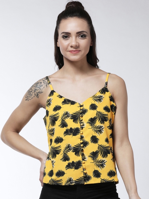 

MAGRE Women Yellow Tropical Print Top